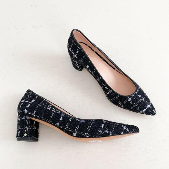 kate spade Shoes - Kate Spade Black Tweed Pointed Toe Block Heel Pump